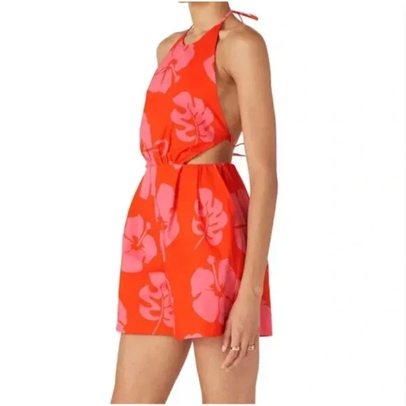 Staud Georgia Floral Romper 2 Tropical Palm Botanical Travel Beach Resort Cruise